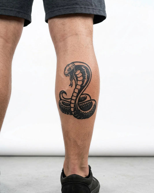 INKON Cobra Real tatuaje semi-permanente aplicado en un hombre – diseño de 4 x 7 in (10x17cm), apariencia de tinta realista, dura 10 días