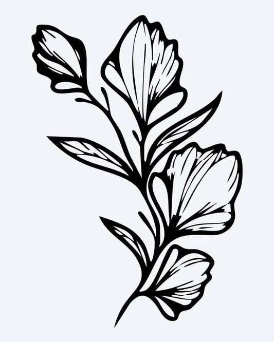 Tatuaje semi-permanente Rama Floral diseño de INKON – ilustración de floral, rama, delicado, floreciendo, flores, 3 x 4 in (7x10cm), disponible en inkon.co
