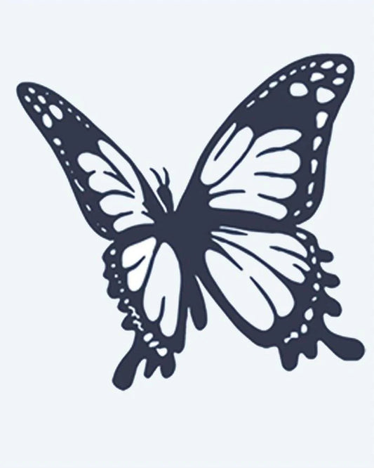 Tatuaje semi-permanente Mariposa Monarca diseño de INKON – ilustración de delicado, monarca, mariposa, vuelo, ala, 2 x 2 in (5x5cm), disponible en inkon.co
