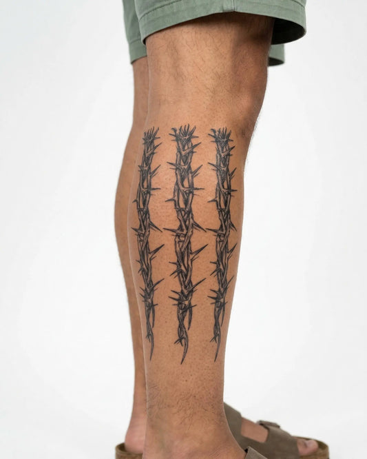 INKON Brazaletes de Enredadera con Espinas tatuaje semi-permanente aplicado en un hombre – diseño de 4 x 7 in (10x17cm), apariencia de tinta realista, dura 10 días