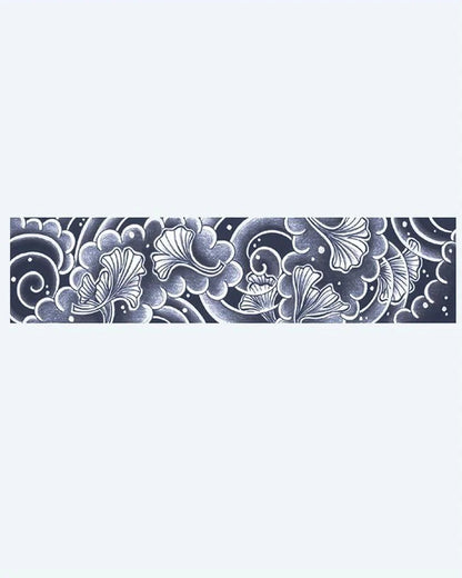 Tatuaje semi-permanente Brazalete de Hojas de Ginkgo y Nubes diseño de INKON – ilustración de japonés, brazalete, delicado, ginkgo, hojas, 2 x 9 in (5x23cm), disponible en inkon.co