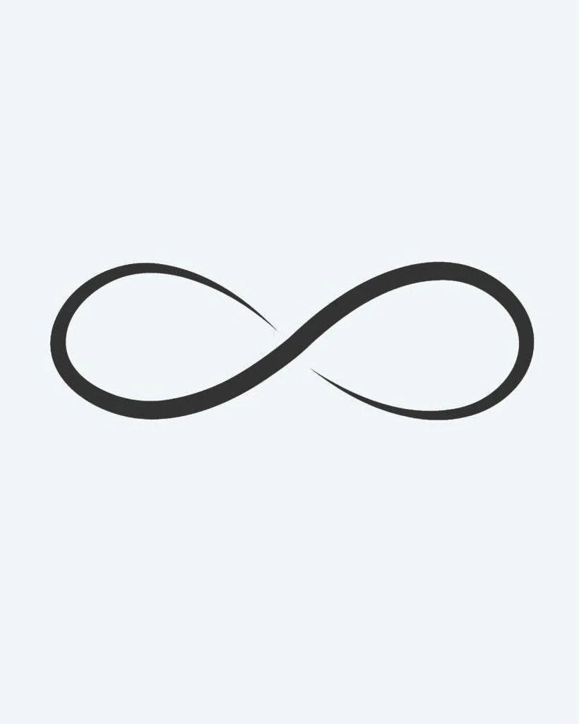 Tatuaje semi-permanente Símbolo de Infinito diseño de INKON – ilustración de infinito, lazo, línea, detrás, atemporal, 2 x 2 in (5x5cm), disponible en inkon.co