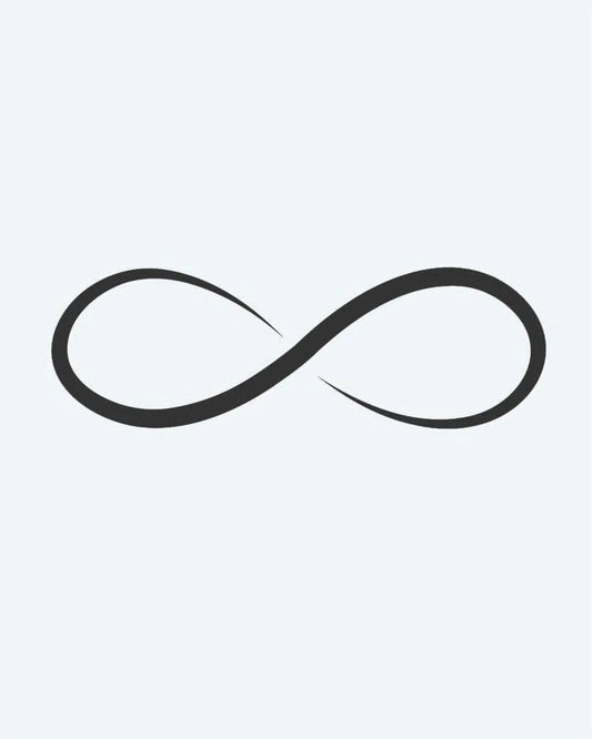 Tatuaje semi-permanente Símbolo de Infinito diseño de INKON – ilustración de infinito, lazo, línea, detrás, atemporal, 2 x 2 in (5x5cm), disponible en inkon.co