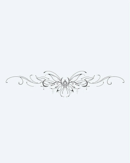 Tatuaje semi-permanente Brazalete Floral de Loto diseño de INKON – ilustración de simétrico, ornamental, central, loto, flor, 4 x 7 in (10x17cm), disponible en inkon.co