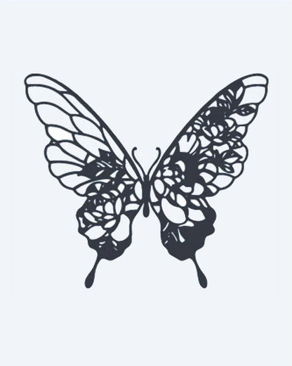 Tatuaje semi-permanente Mariposa Floral diseño de INKON – ilustración de impresionante, grande, mariposa, floral, patrones, 3 x 4 in (6x11cm), disponible en inkon.co