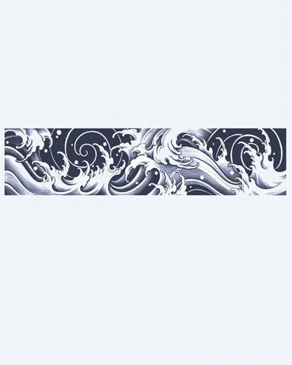 Tatuaje semi-permanente Brazalete de Olas Japonesas diseño de INKON – ilustración de dinámico, japonés, brazalete, rompiendo, océano, 2 x 9 in (5x23cm), disponible en inkon.co