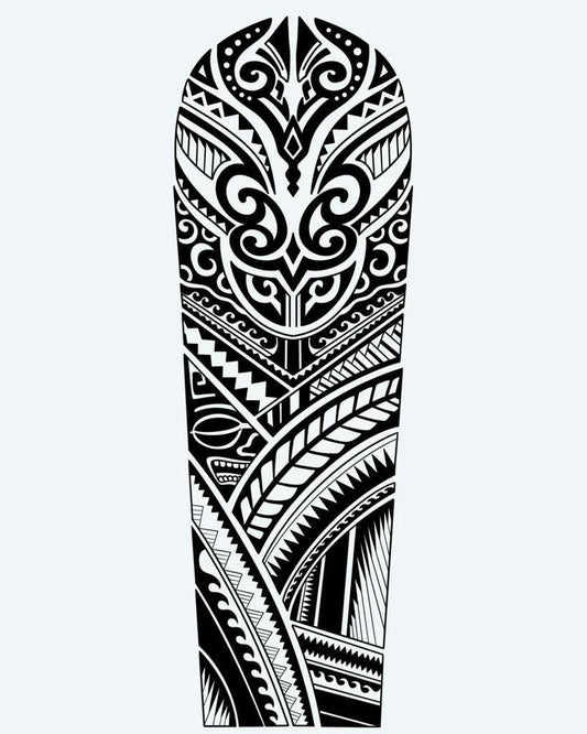 Tatuaje semi-permanente Manga Polinesia en Negrita diseño de INKON – ilustración de samoano, lleno, patrones, afilado, bordes, 8 x 20 in (20x50cm), disponible en inkon.co
