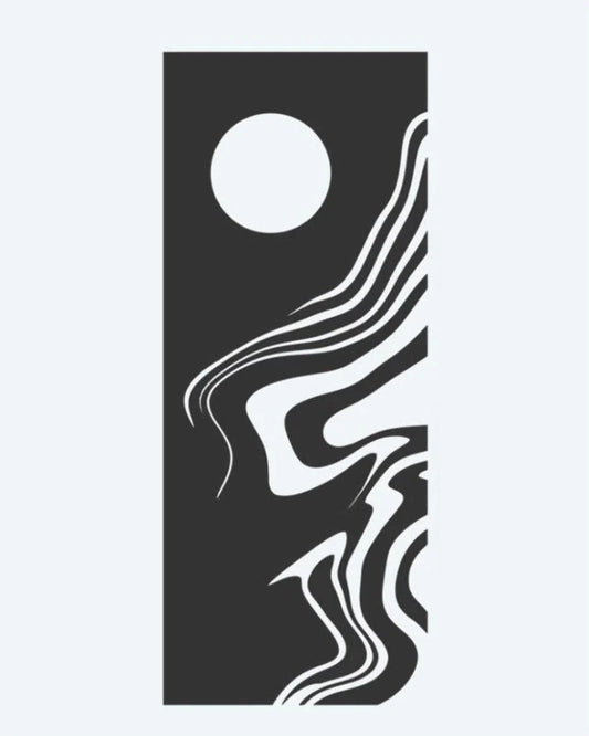Tatuaje semi-permanente Luna y Olas Abstractas diseño de INKON – ilustración de artístico, completo, luna, sobre, fluido, 3 x 4 in (6x11cm), disponible en inkon.co