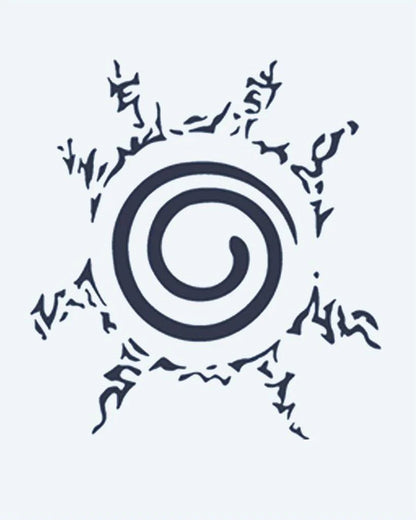 Tatuaje semi-permanente Sello en Espiral diseño de INKON – ilustración de espiral, rodeado, dentado, llama, rayos, 2 x 2 in (5x5cm), disponible en inkon.co