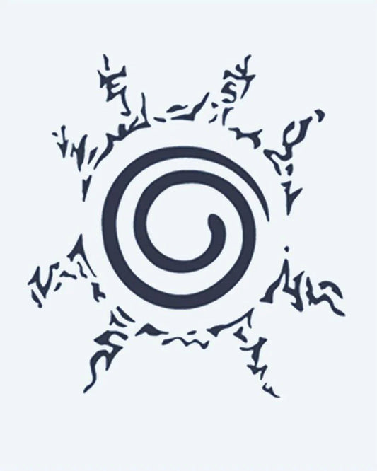 Tatuaje semi-permanente Sello en Espiral diseño de INKON – ilustración de espiral, rodeado, dentado, llama, rayos, 2 x 2 in (5x5cm), disponible en inkon.co