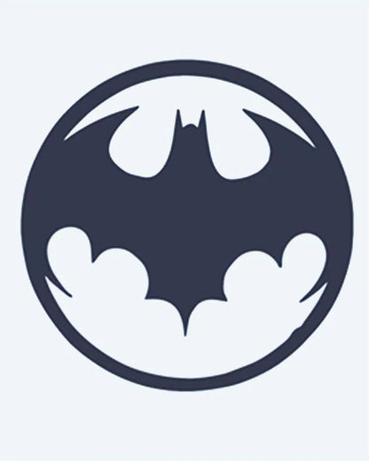 Tatuaje semi-permanente Bat Signal diseño de INKON – ilustración de icónico, silueta, dentro, circular, emblema, 2 x 2 in (5x5cm), disponible en inkon.co