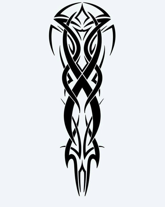 Tatuaje semi-permanente Manga Tribal de Nudos Celtas diseño de INKON – ilustración de simétrico, celta, tribal, entrelazado, trenzado, 8 x 20 in (20x50cm), disponible en inkon.co