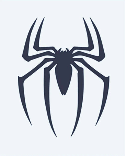 Tatuaje semi-permanente Emblema de Araña diseño de INKON – ilustración de araña, silueta, largo, angular, piernas, 2 x 2 in (5x5cm), disponible en inkon.co