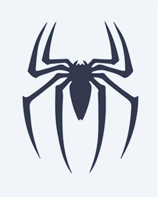 Tatuaje semi-permanente Emblema de Araña diseño de INKON – ilustración de araña, silueta, largo, angular, piernas, 2 x 2 in (5x5cm), disponible en inkon.co