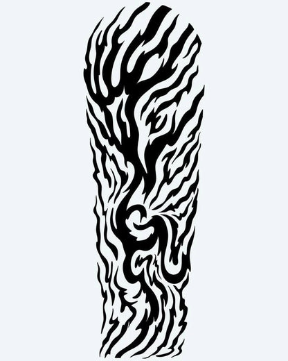 Tatuaje semi-permanente Manga Tribal de Llamas diseño de INKON – ilustración de intenso, tribal, llama, orgánico, fuego, 8 x 20 in (20x50cm), disponible en inkon.co