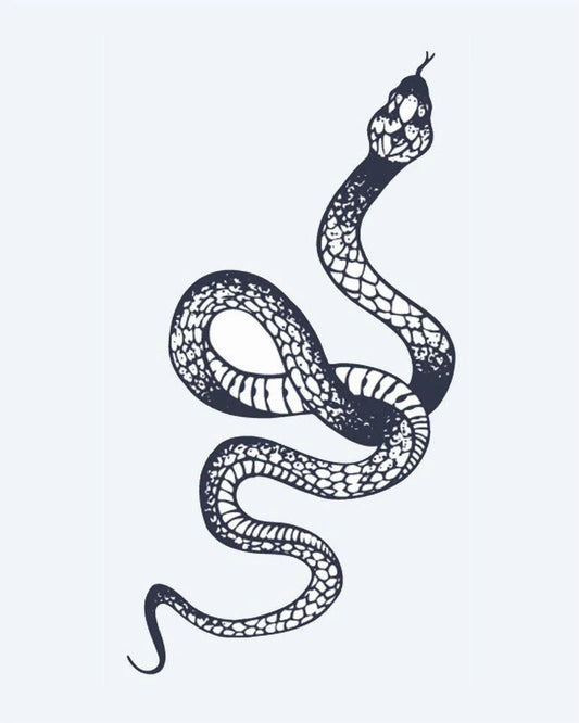 Tatuaje semi-permanente Serpiente diseño de INKON – ilustración de reptando, serpiente, escama, patrones, 2 x 5 in (5x10cm), disponible en inkon.co