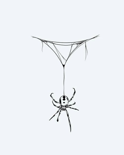 Tatuaje semi-permanente Araña Venenosa en Caída diseño de INKON – ilustración de afilado, ilustrativo, blackwork, detalles, venenoso, 4 x 7 in (10x17cm), disponible en inkon.co