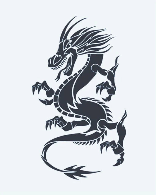 Tatuaje semi-permanente Dragón Chino diseño de INKON – ilustración de chino, dragón, dinámico, trepando, pose, 4 x 7 in (10x17cm), disponible en inkon.co