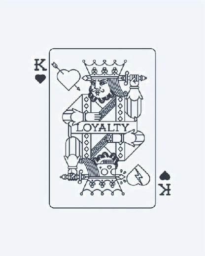 Tatuaje semi-permanente Rey de Corazones - Lealtad diseño de INKON – ilustración de creativo, rey, corazones, jugando, carta, 3 x 4 in (7x10cm), disponible en inkon.co